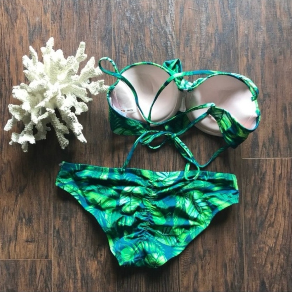 Green Palm Leaf Print Bikini Set NWOT - Picture 5 of 8
